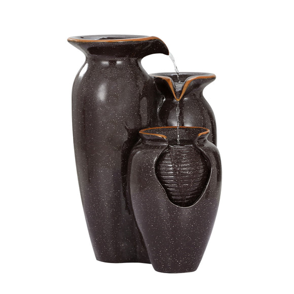 Gardeon Solar Fountain Water Fountain Feature Cascading Fountain LED Lights 76CM Grey