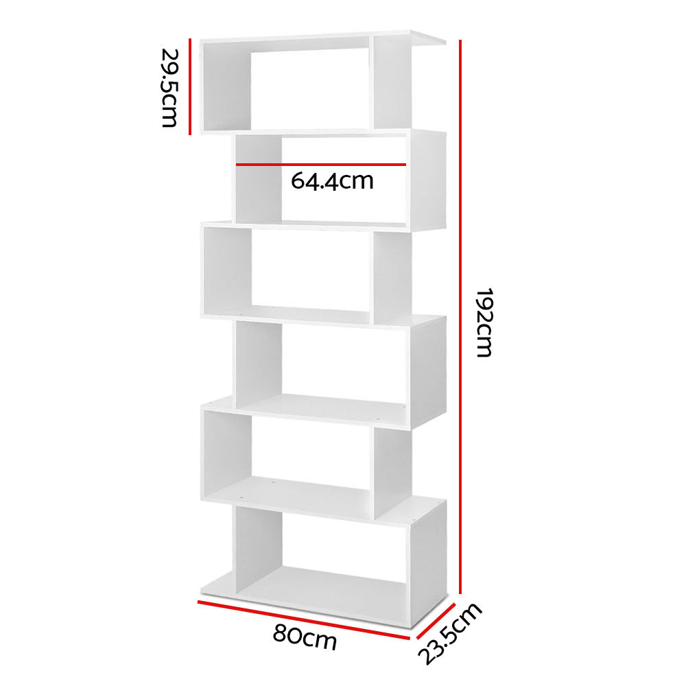 Artiss Bookshelf 6 Tiers - RIVA White - 0