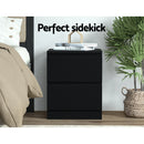 Artiss Bedside Table 2 Drawers - PEPE Black-5