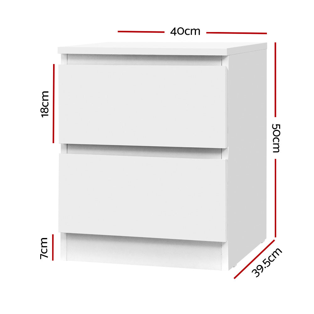 Artiss Bedside Table 2 Drawers - PEPE White