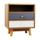 Artiss Bedside Table 2 Drawers with Shelf - BERTHA Oak-1