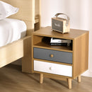 Artiss Bedside Table 2 Drawers with Shelf - BERTHA Oak-8