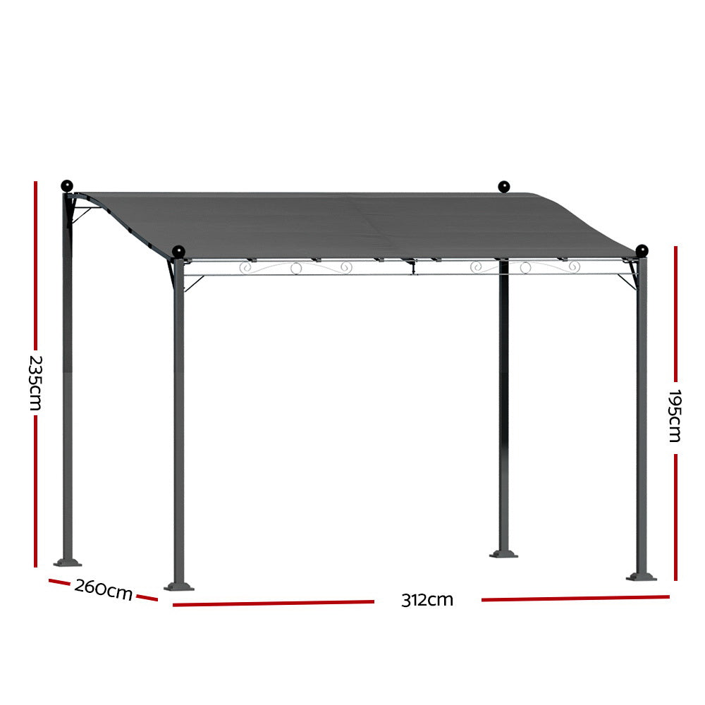 Instahut Gazebo Marquee 3m Outdoor Event Wedding Tent Camping Party Shade Iron Art Canopy Grey - 0