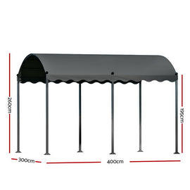 Instahut Gazebo Marquee 4x3m Outdoor Event Wedding Tent Camping Party Shade Iron Art Canopy Grey - 0