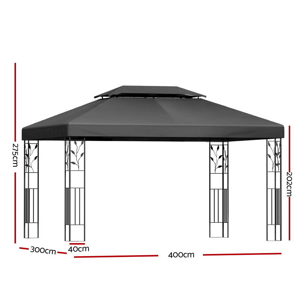 Instahut Gazebo 4x3m Marquee Outdoor Wedding Party Event Tent Home Iron Art Shade Grey - 0