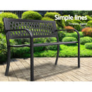 Gardeon Outdoor Garden Bench Seat Steel Outdoor Furniture 2 Seater Park Black-4