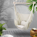 Gardeon Hammock Chair Outdoor Camping Hanging Hammocks Cushion Pillow Cream-8