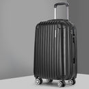 Wanderlite 24" 66cm Luggage Trolley Travel Set Suitcase Carry On Hard Case TSA Lock Lightweight Black-8