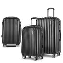 Wanderlite Luggage Set 3pc 20" 24" 28" Suitcase Hardcase Trolley Travel Black-1