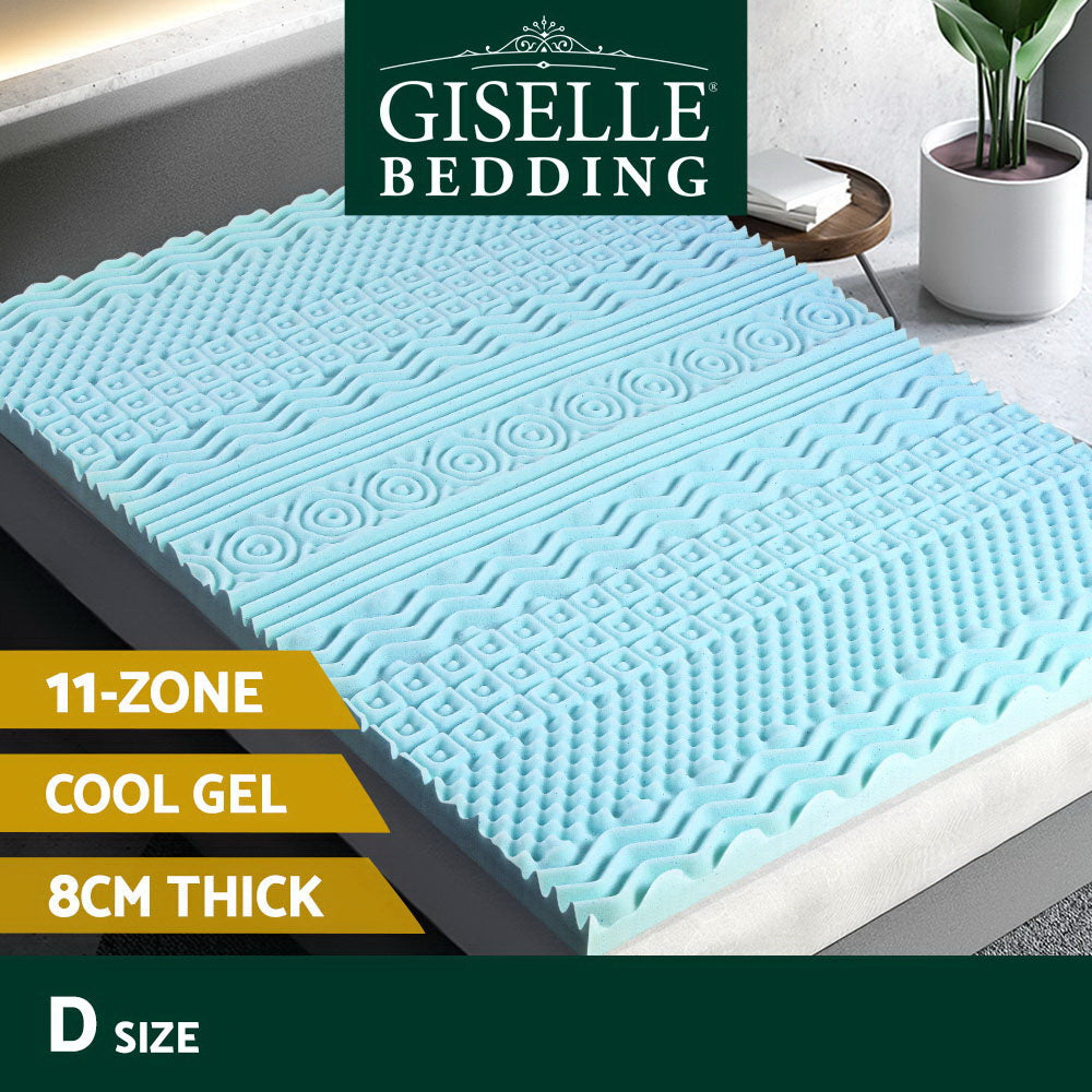 Giselle Bedding Memory Foam Mattress Topper 11-Zone 8cm Double - 0