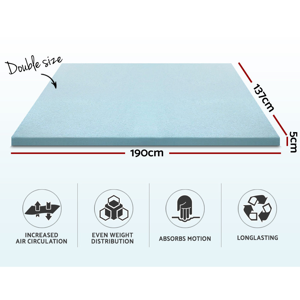 Giselle Bedding Memory Foam Mattress Topper Cool Gel 5cm Double - 0