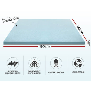 Giselle Bedding Memory Foam Mattress Topper Cool Gel 5cm Double - 0