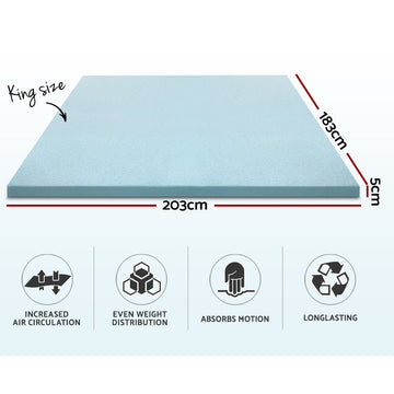 Giselle Bedding Memory Foam Mattress Topper Cool Gel 5cm King - 0