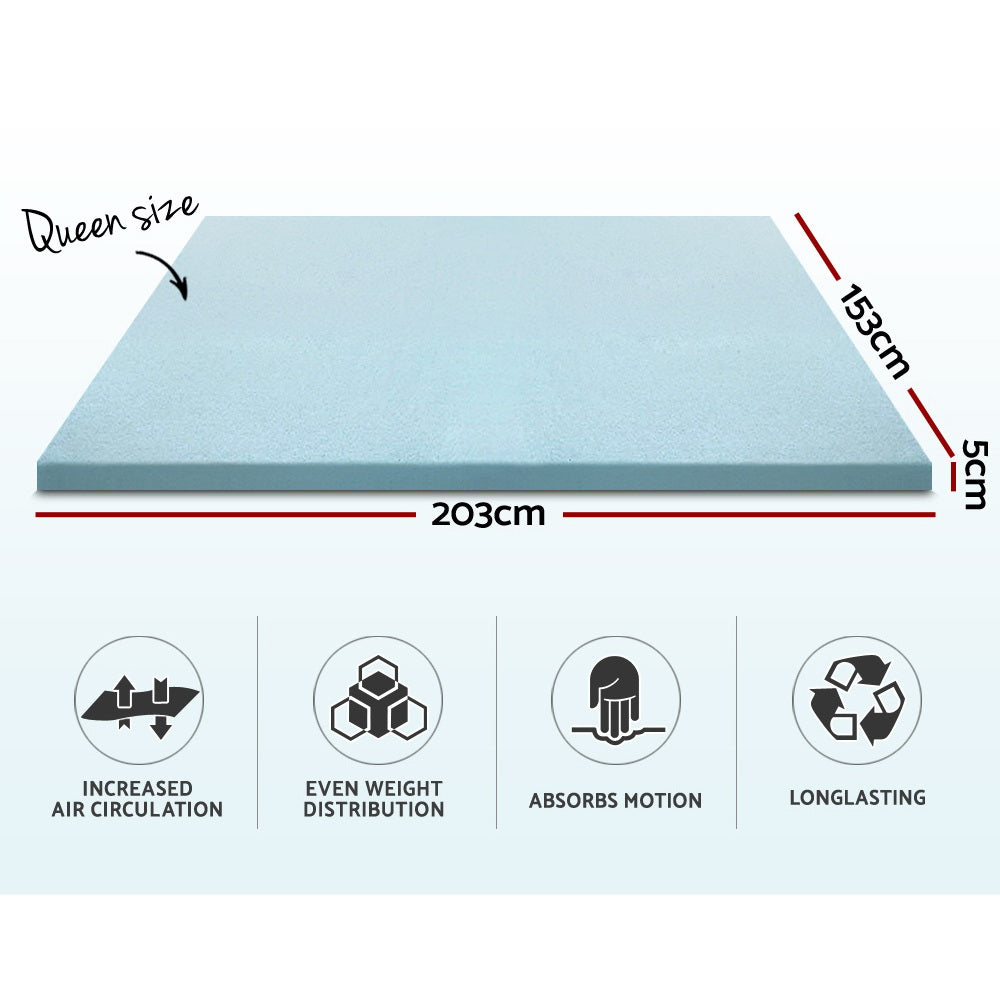 Giselle Bedding Memory Foam Mattress Topper Cool Gel 5cm Queen - 0