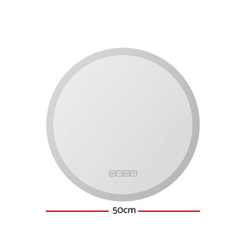 Embellir Bluetooth LED Wall Mirror With Light 50CM Bathroom Decor Round Mirrors - 0