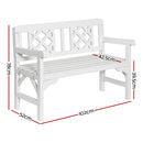 Gardeon Outdoor Garden Bench Wooden Chair 2 Seat Patio Furniture Lounge White-2