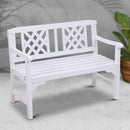 Gardeon Outdoor Garden Bench Wooden Chair 2 Seat Patio Furniture Lounge White-7