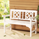 Gardeon Outdoor Garden Bench Wooden Chair 2 Seat Patio Furniture Lounge White-8