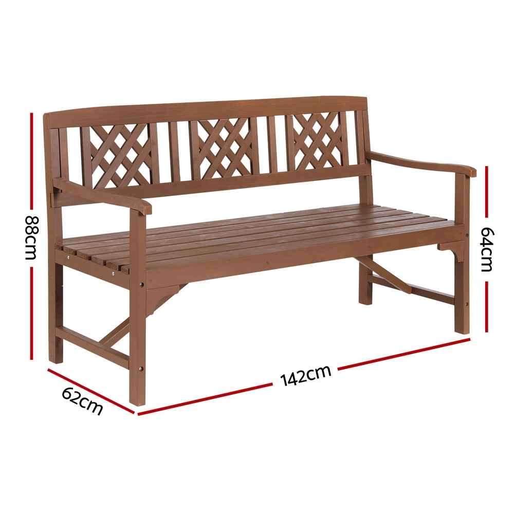 Gardeon Outdoor Garden Bench Wooden Chair 3 Seat Patio Furniture Lounge Natural - 0