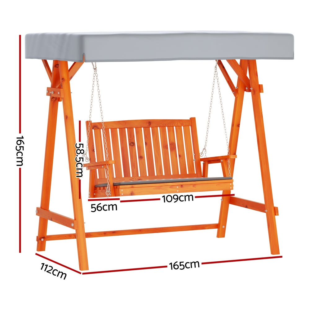 Gardeon Swing Chair Wooden Garden Bench Canopy 2 Seater Outdoor Furniture - 0