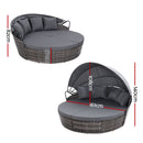 Gardeon Sun Lounge Setting Wicker Lounger Day Bed Outdoor Furniture Patio Grey-2