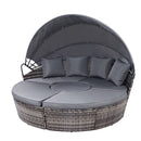 Gardeon Sun Lounge Setting Wicker Lounger Day Bed Patio Outdoor Furniture Grey-1