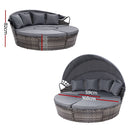 Gardeon Sun Lounge Setting Wicker Lounger Day Bed Patio Outdoor Furniture Grey-2