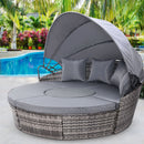 Gardeon Sun Lounge Setting Wicker Lounger Day Bed Patio Outdoor Furniture Grey-8