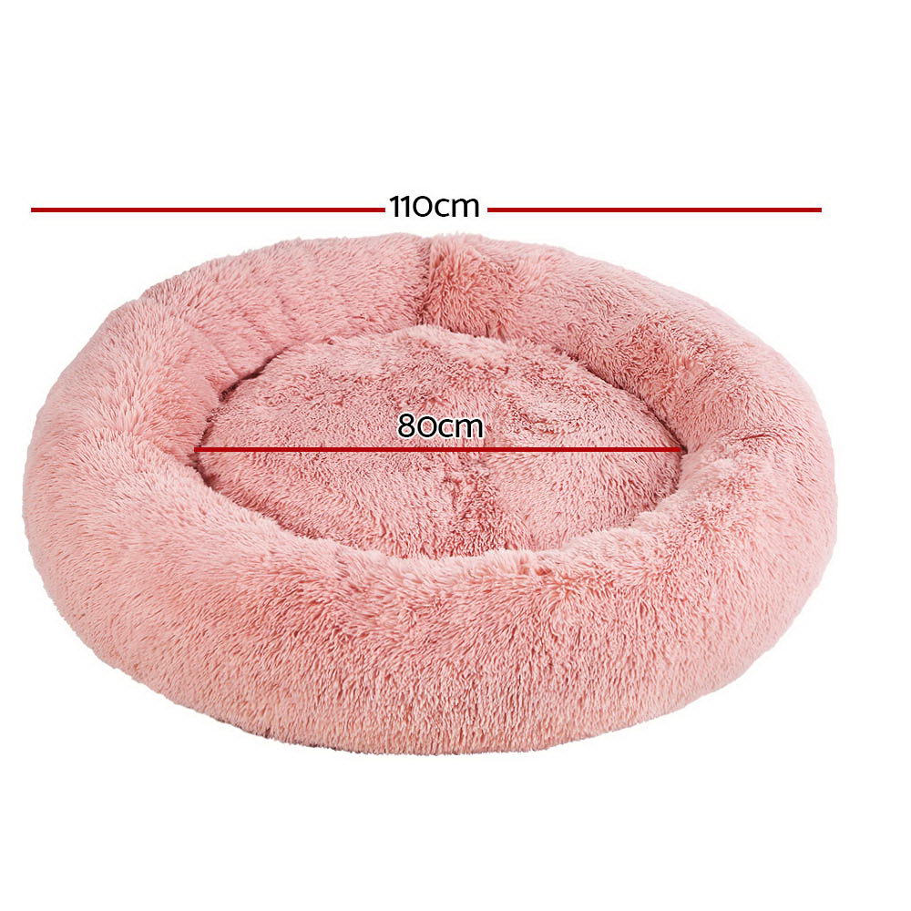 i.Pet Pet Bed Dog Cat 110cm Calming Extra Large Soft Plush Pink - 0