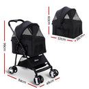 i.Pet Pet Stroller Dog Pram Cat Carrier Travel Large Pushchair Foldable 4 Wheels Black-2