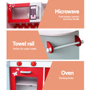 Keezi Kids Kitchen Play Set Wooden Pretend Toys Cooking Children Fridge Oven Red-5
