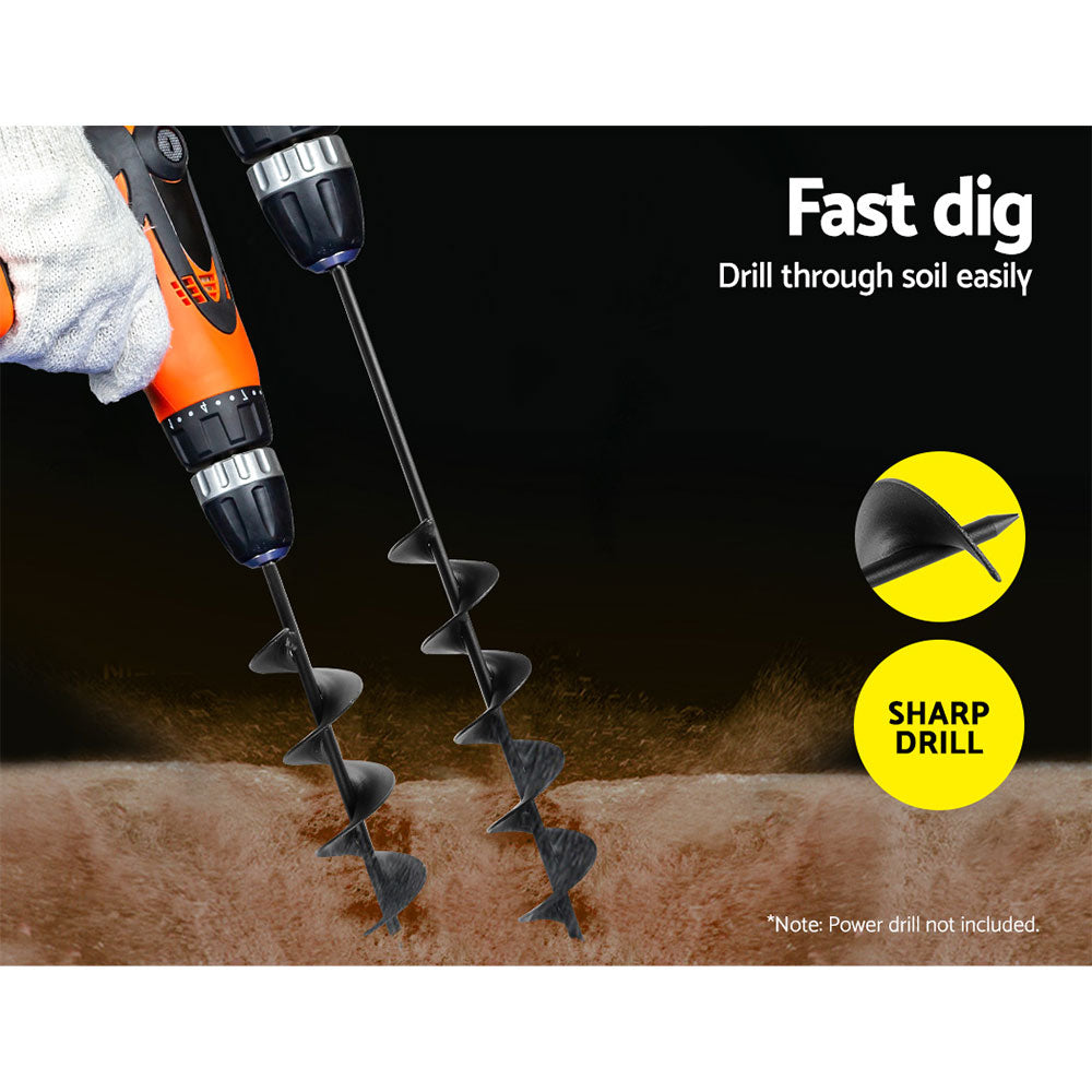 Giantz Power Garden Spiral Auger Hole Digger Earth Drill Bit Φ75x300 & 600mm