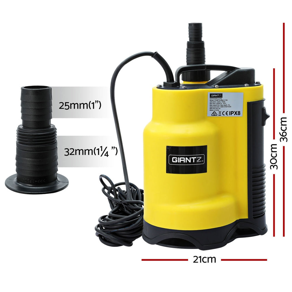 Giantz Garden Water Submersible Pump 750W Dirty Bore Sewerage Tank Well Steel - 0