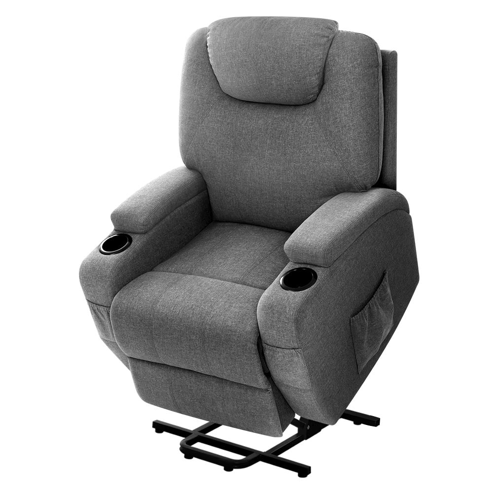 Artiss Recliner Chair Lift Assist Heated Massage Chair Velvet Milio