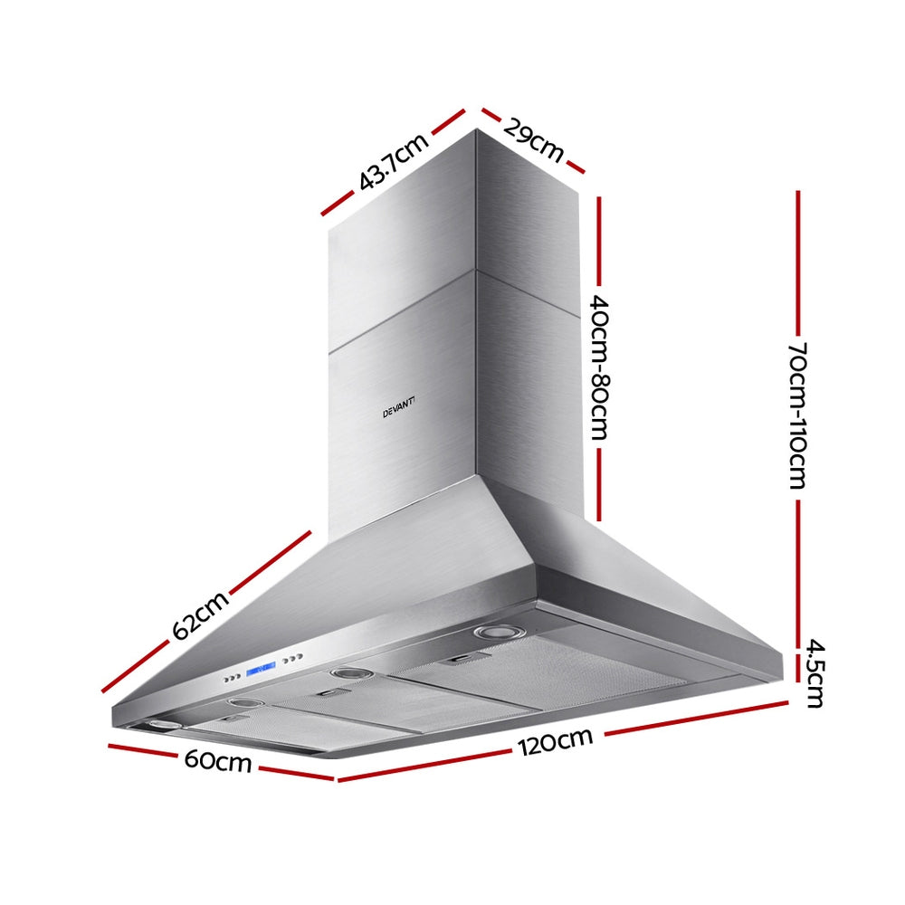 Devanti 1200mm Range Hood 120cm BBQ Commercial Rangehood - 0