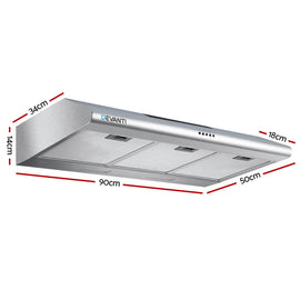 Devanti 900mm Range Hood 90cm Rangehood Stainless Steel - 0