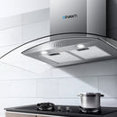 Devanti 900mm Range Hood 90cm Rangehood Glass Canopy-7