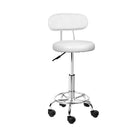 Artiss Salon Stool Swivel Chair Backrest White-1
