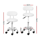 Artiss Salon Stool Swivel Chair Backrest White-2