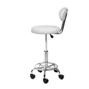 Artiss Salon Stool Swivel Chair Backrest White-4