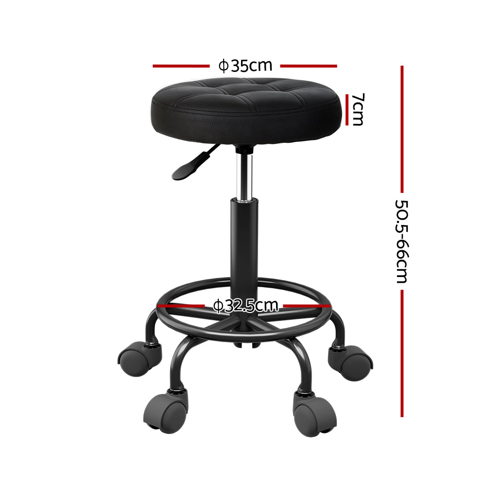 Artiss Salon Stool Round Swivel Chairs Black - 0