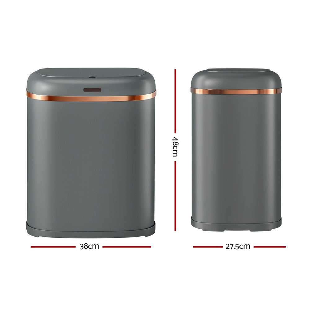 Devanti 38L Motion Sensor Bin Rubbish Automatic Grey - 0