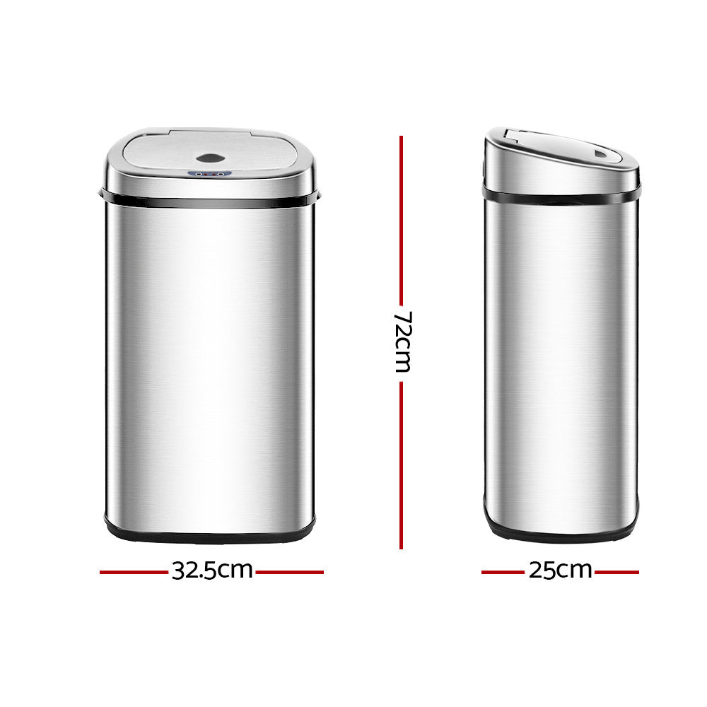 Devanti 50L Motion Sensor Bin Rubbish Automatic Silver - 0