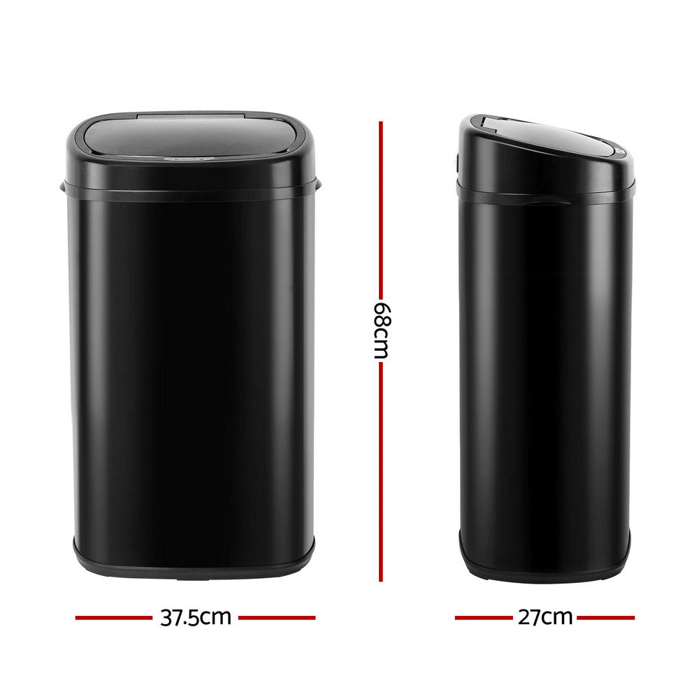 Devanti 58L Motion Sensor Bin Rubbish Automatic Black - 0