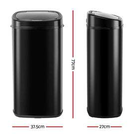 Devanti 68L Motion Sensor Bin Rubbish Automatic Black - 0
