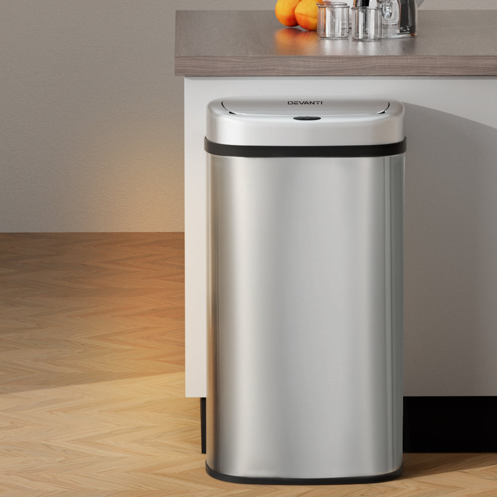 Devanti 60L Sensor Bin Motion Rubbish Automatic Silver