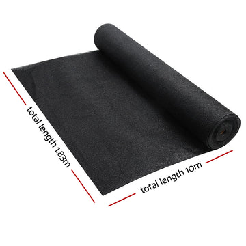 Instahut 90% Shade Cloth 1.83x10m Shadecloth Sail Heavy Duty Black - 0