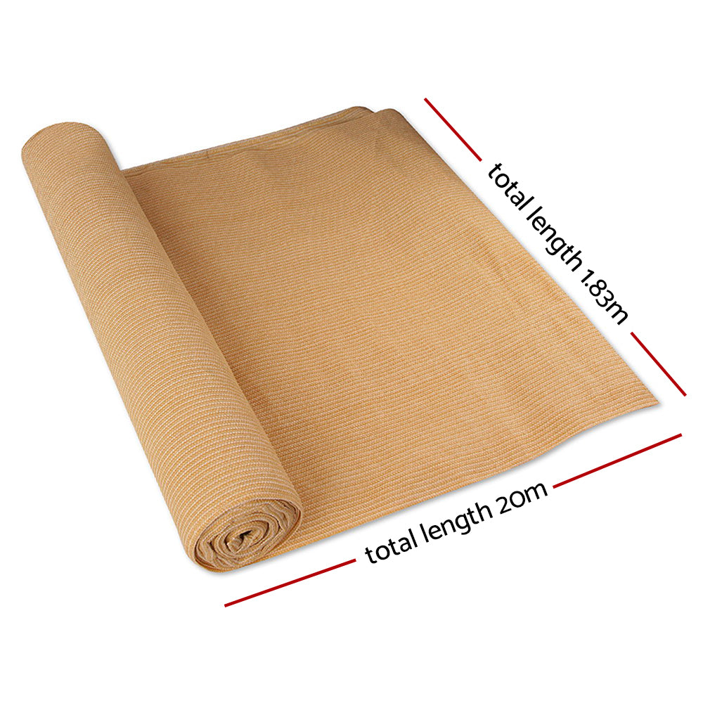 Instahut 90% Shade Cloth 1.83x20m Shadecloth Sail Heavy Duty Beige - 0