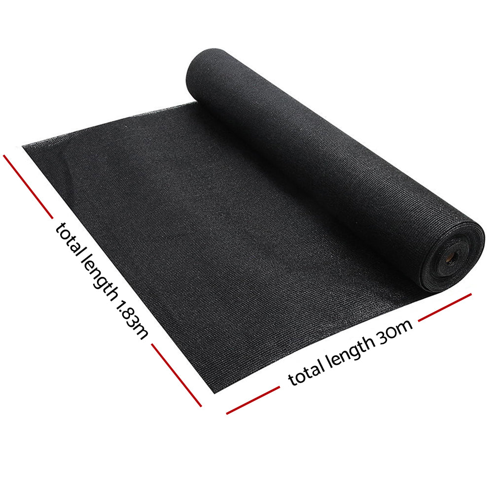 Instahut 90% Shade Cloth 1.83x30m Shadecloth Sail Heavy Duty Black - 0