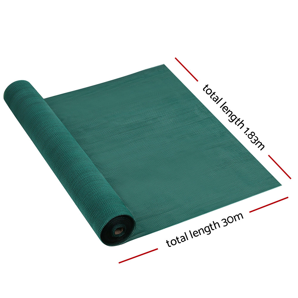 Instahut 30% Shade Cloth 1.83x30m Shadecloth Wide Heavy Duty Green - 0